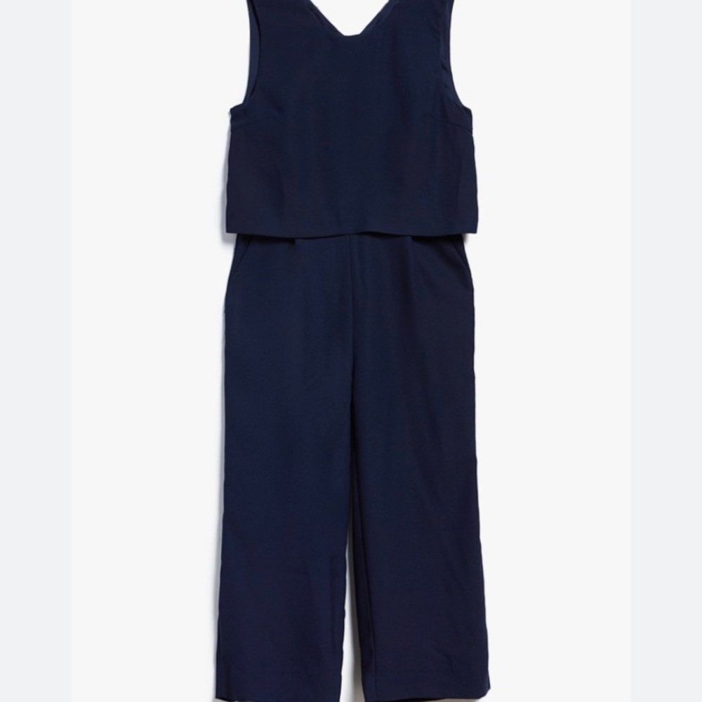 Just Female Navy Sleeveless V-Neck Wide-Leg Jumpsuit